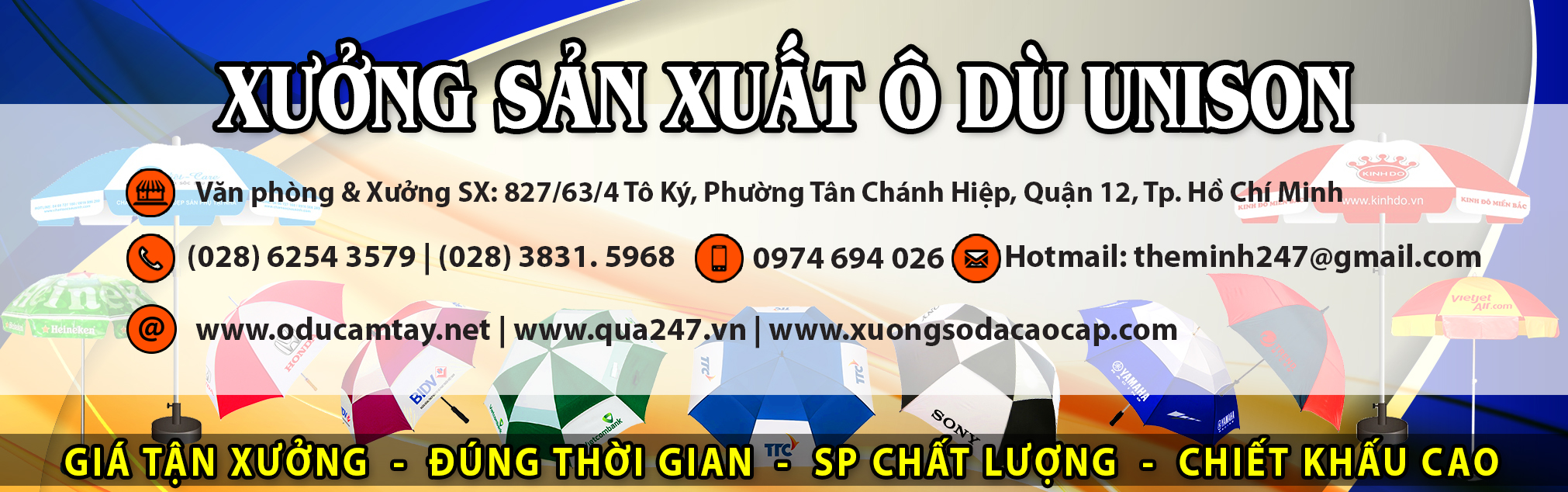 địa chỉ xưởng sản xuất dù cầm tay, dù quảng cáo